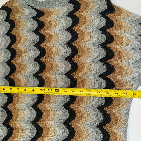 Show Me Your Mumu Retro Wave Oversized Knit Sweater Blue Tan Black | Medium - Picture 12 of 13